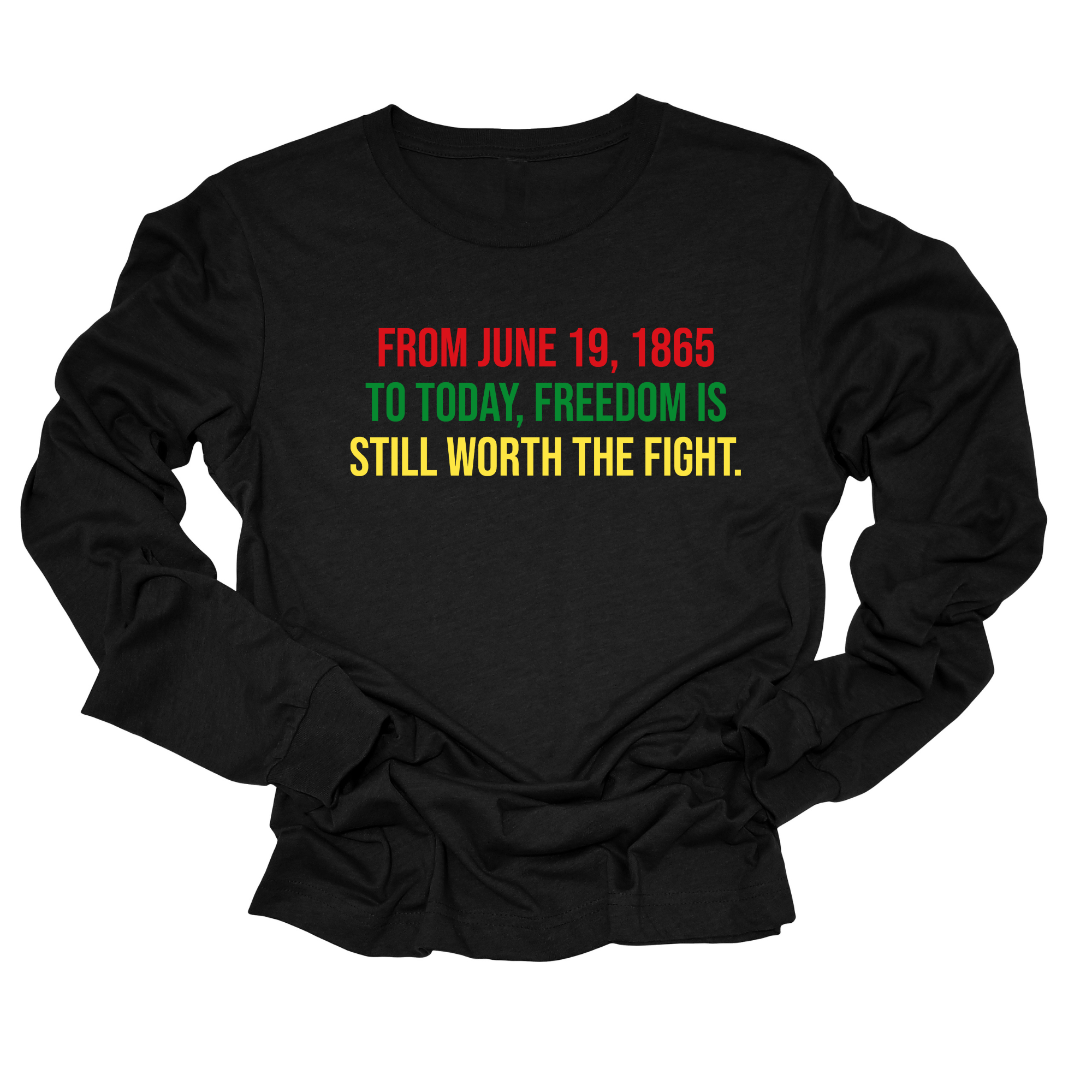 From June 19, 1865 to Today, Freedom Is Still Worth the Fight Long Sleeved Unisex Tee-Long Sleeved T-Shirt-The Original God Ain't Petty But I Am