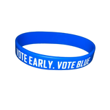 Vote Early Vote Blue Silicone Wristband – QR Code Edition