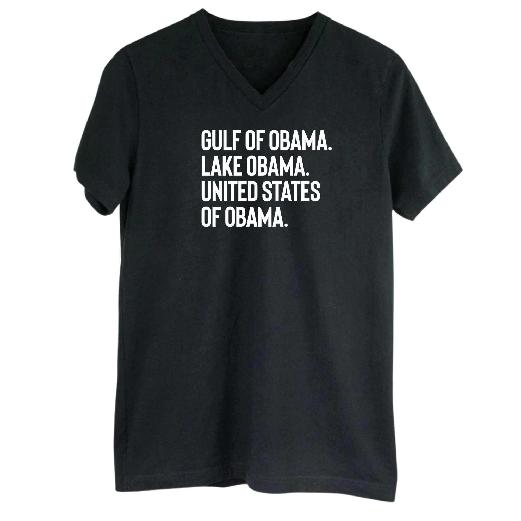 Gulf of Obama. Lake Obama. The United States of Obama *BLACK V-NECK* Unisex Tee-T-Shirt-The Original God Ain't Petty But I Am
