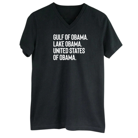 Gulf of Obama. Lake Obama. The United States of Obama *BLACK V-NECK* Unisex Tee-T-Shirt-The Original God Ain't Petty But I Am