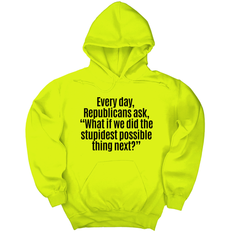 *HOODIE* Every Day, Republicans Ask, "What If We Did the Stupidest Possible Thing Next?" Unisex Hoodie-Hoodie-The Original God Ain't Petty But I Am
