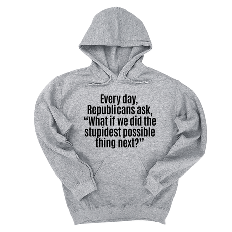 *HOODIE* Every Day, Republicans Ask, "What If We Did the Stupidest Possible Thing Next?" Unisex Hoodie-Hoodie-The Original God Ain't Petty But I Am