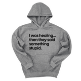*HOODIE* I Was Healing. Then They Said Something Stupid Unisex Hoodie-Hoodie-The Original God Ain't Petty But I Am