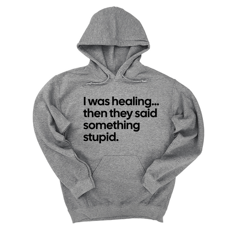 *HOODIE* I Was Healing. Then They Said Something Stupid Unisex Hoodie-Hoodie-The Original God Ain't Petty But I Am