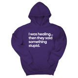 *HOODIE* I Was Healing. Then They Said Something Stupid Unisex Hoodie-Hoodie-The Original God Ain't Petty But I Am