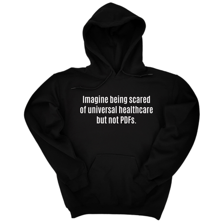 *HOODIE* Imagine Being Scared of *Universal Healthcare* but Not PDFs Unisex Hoodie-Hoodie-The Original God Ain't Petty But I Am