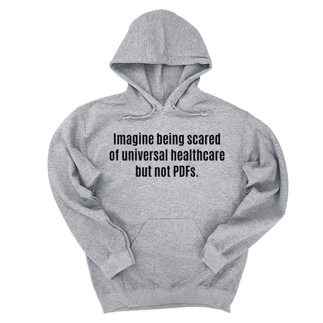 *HOODIE* Imagine Being Scared of *Universal Healthcare* but Not PDFs Unisex Hoodie-Hoodie-The Original God Ain't Petty But I Am