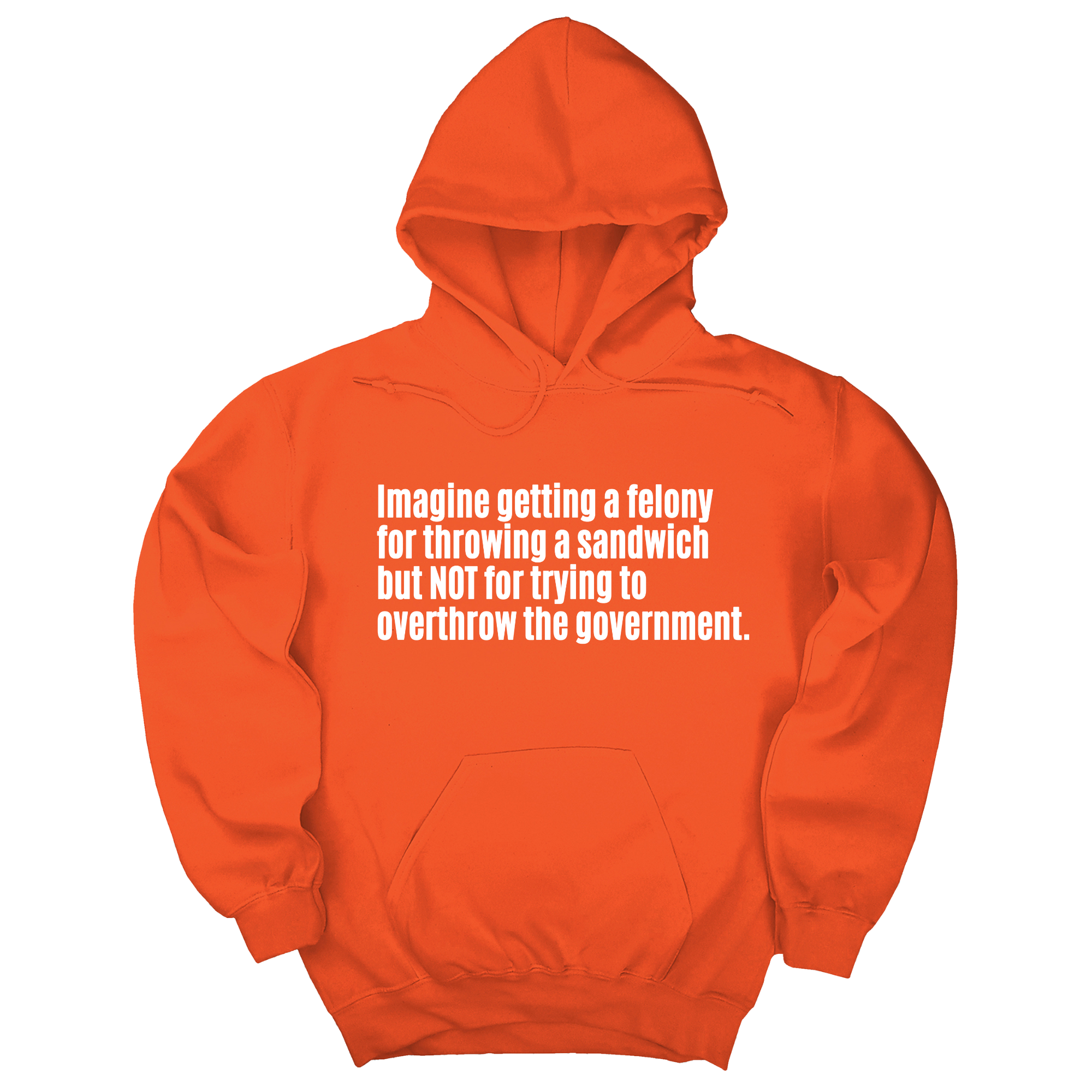 *HOODIE* Imagine Getting a Felony for Throwing a Sandwich but Not for Trying to Overthrow the Government Unisex Hoodie-Hoodie-The Original God Ain't Petty But I Am