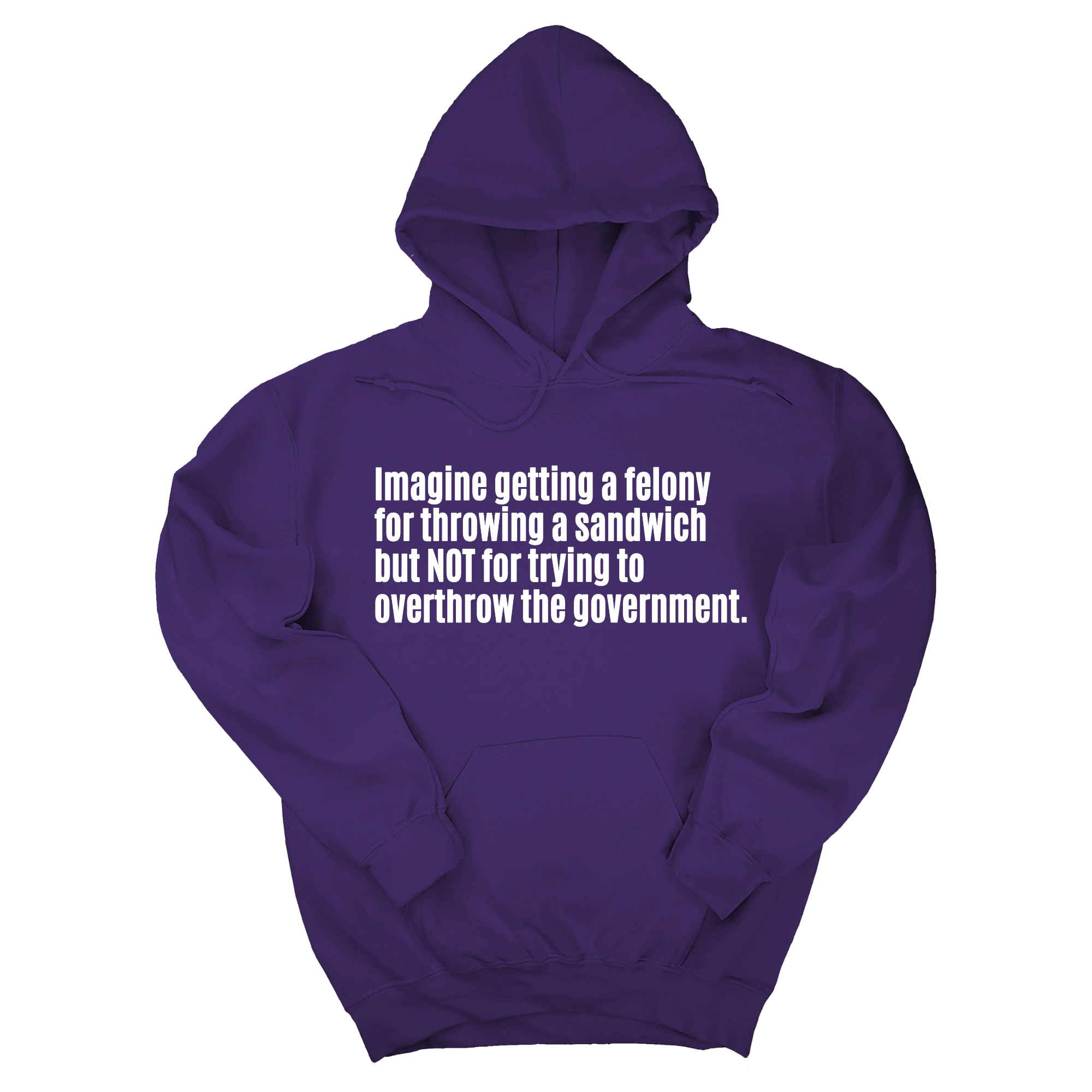 *HOODIE* Imagine Getting a Felony for Throwing a Sandwich but Not for Trying to Overthrow the Government Unisex Hoodie-Hoodie-The Original God Ain't Petty But I Am