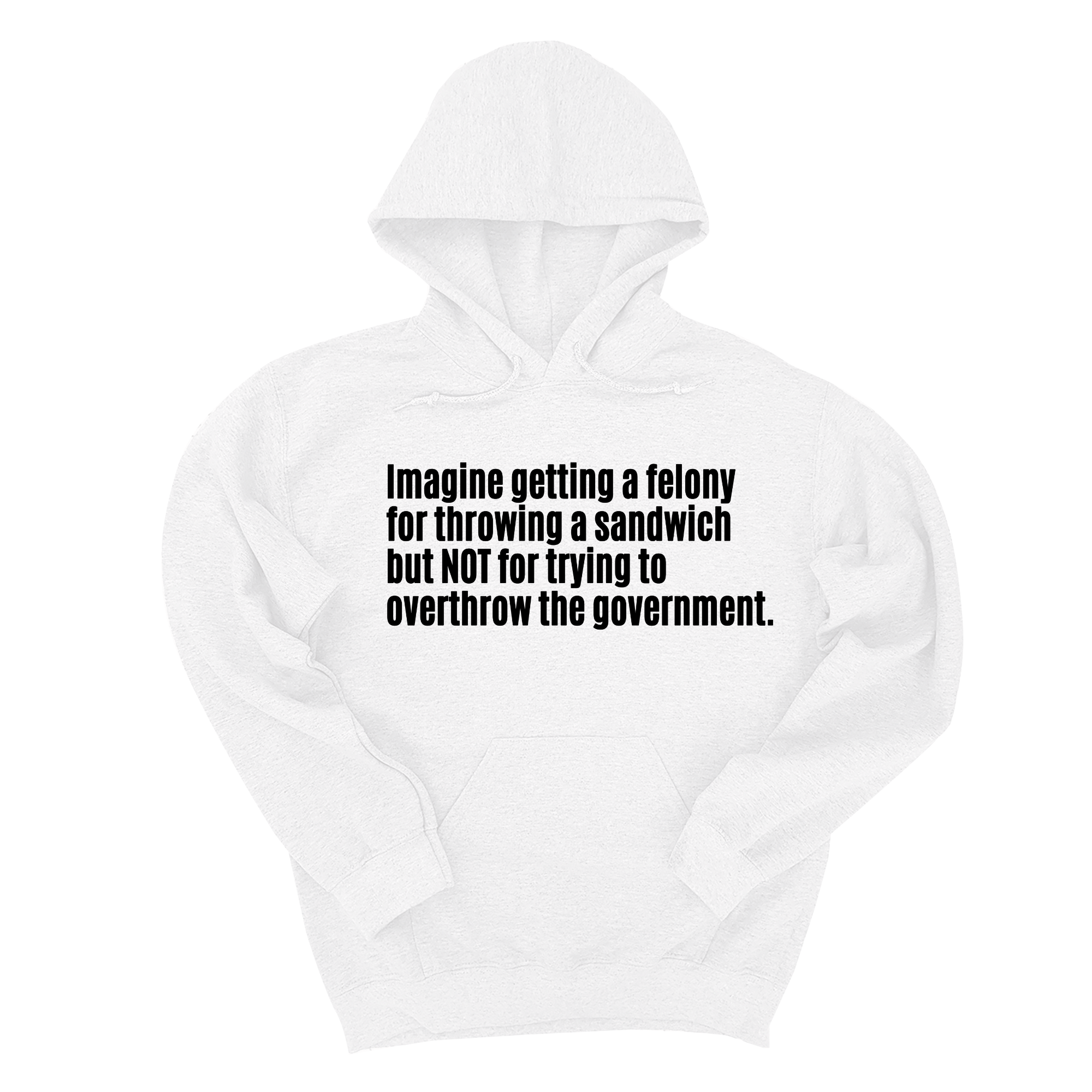 *HOODIE* Imagine Getting a Felony for Throwing a Sandwich but Not for Trying to Overthrow the Government Unisex Hoodie-Hoodie-The Original God Ain't Petty But I Am