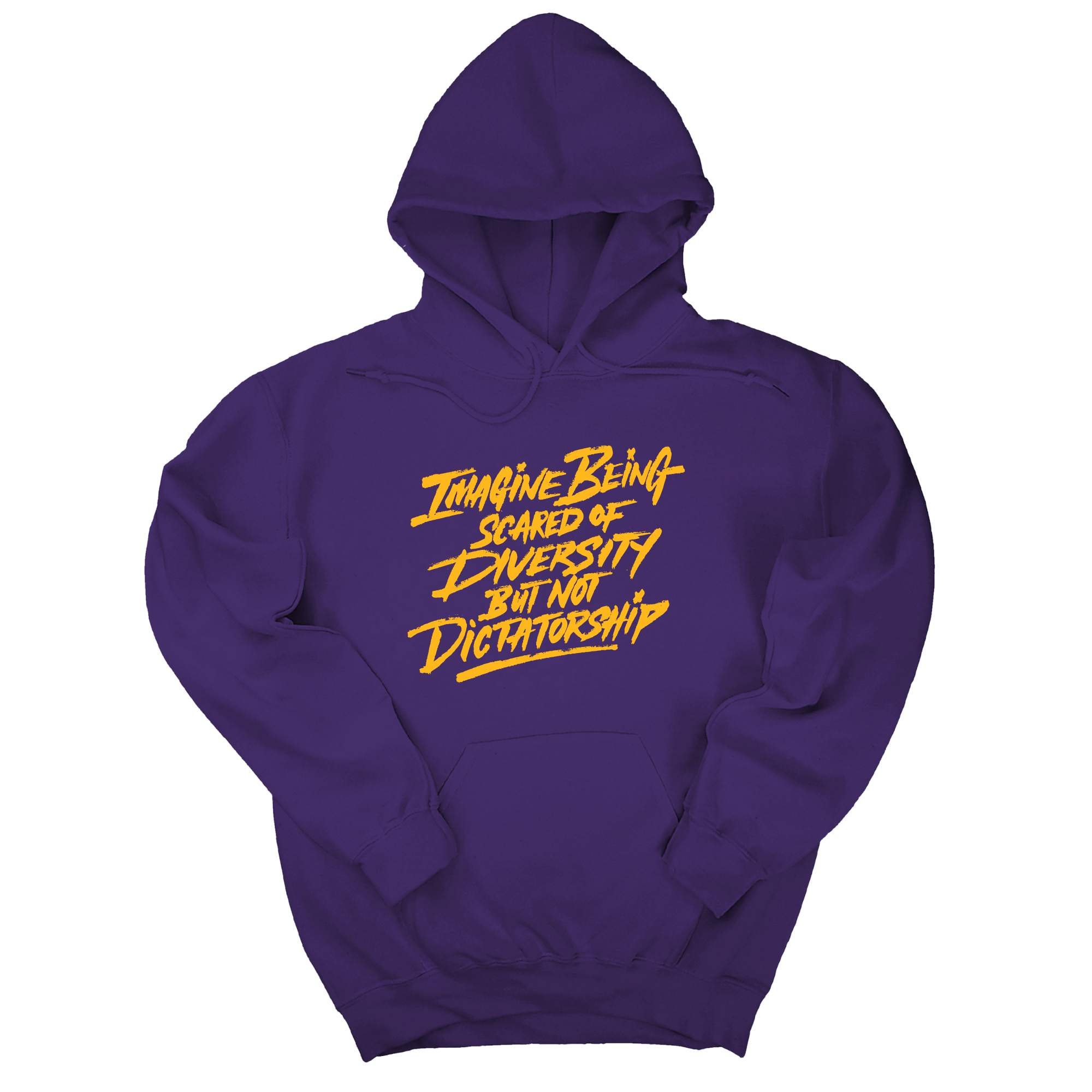 *HOODIE* Remix Imagine being scared of diversity but not dictatorship Unisex Hoodie (Gold)-Hoodie-The Original God Ain't Petty But I Am