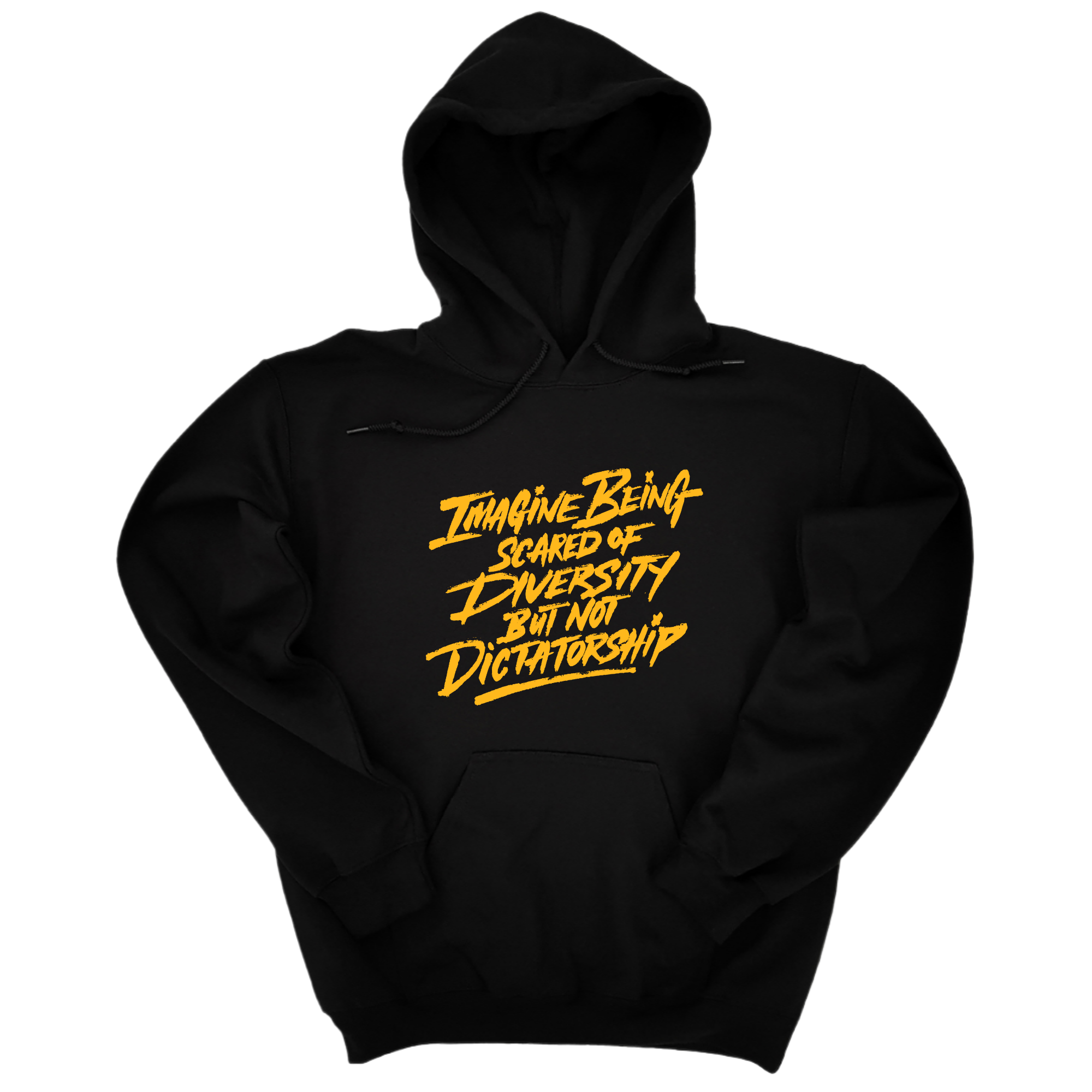 *HOODIE* Remix Imagine being scared of diversity but not dictatorship Unisex Hoodie (Gold)-Hoodie-The Original God Ain't Petty But I Am