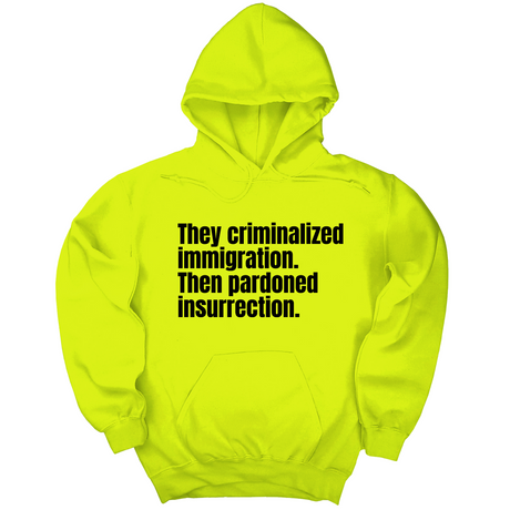 *HOODIE* They Criminalized Immigration. Then Pardoned Insurrection Unisex Hoodie-Hoodie-The Original God Ain't Petty But I Am