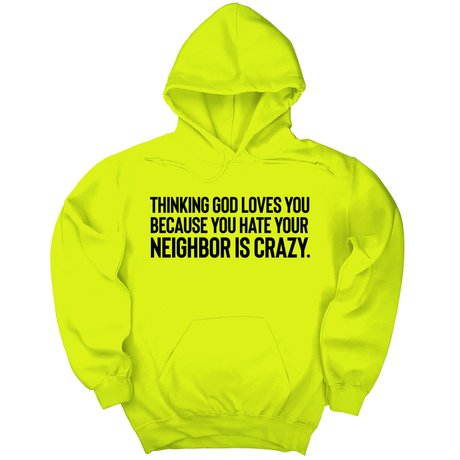 *HOODIE* Thinking God Loves You Because You Hate Your Neighbor Is Crazy Unisex Hoodie-Hoodie-The Original God Ain't Petty But I Am