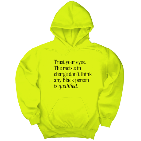 *HOODIE* Trust your eyes. The racists in charge don't think any Black person is qualified Unisex Hoodie-Hoodie-The Original God Ain't Petty But I Am