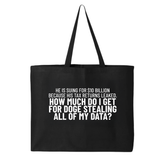 He is suing for $10 billion because his tax return leaked. How much do I get for doge stealing all of my data Tote bag-Tote Bag-The Original God Ain't Petty But I Am