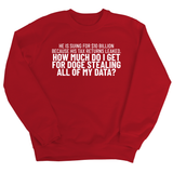 He is suing for $10 billion because his tax return leaked. How much do I get for doge stealing all of my data Unisex Sweatshirt-Sweatshirt-The Original God Ain't Petty But I Am