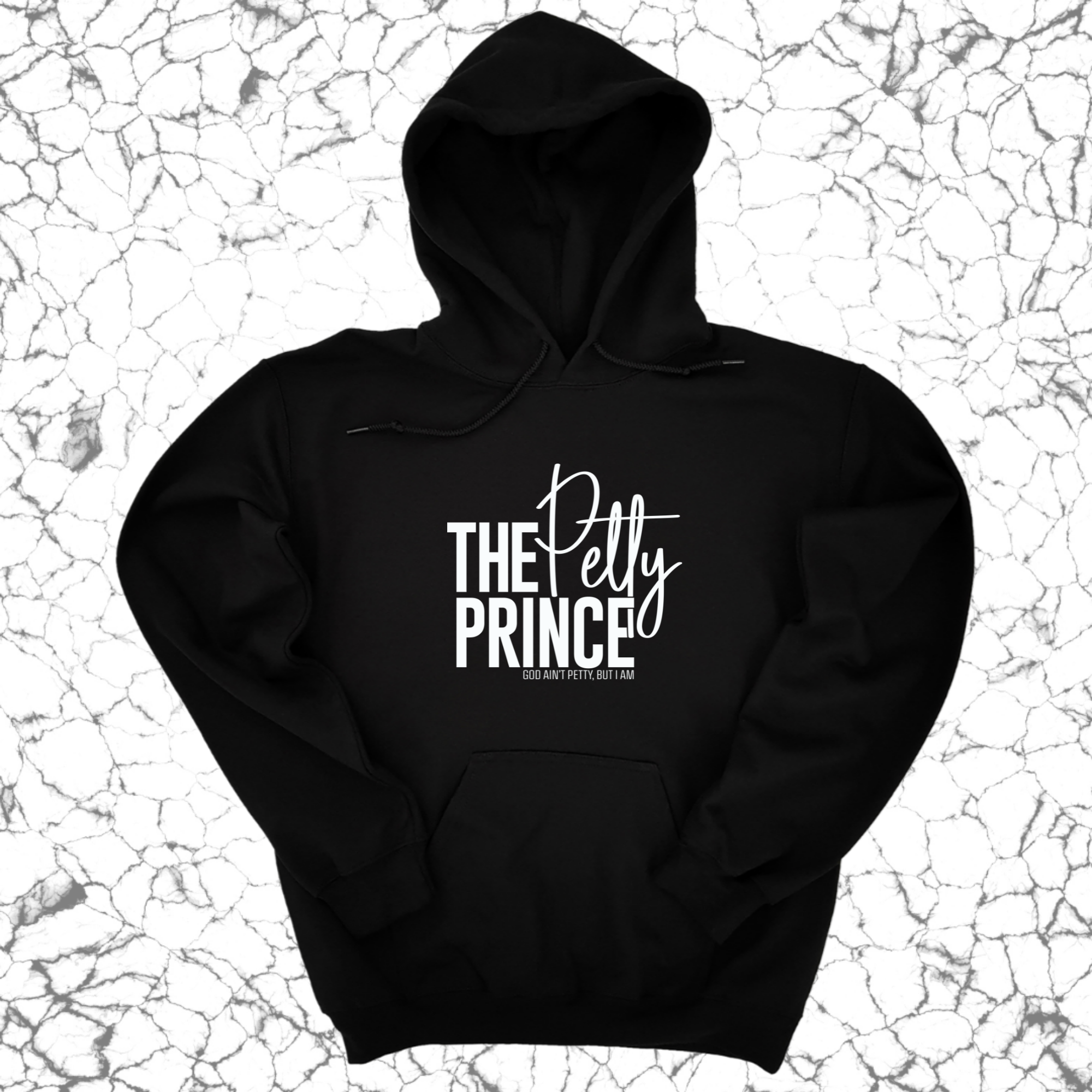 IMPERFECT - THE PETTY PRINCE HOODIE BLACK/WHITE LARGE-The Original God Ain't Petty But I Am