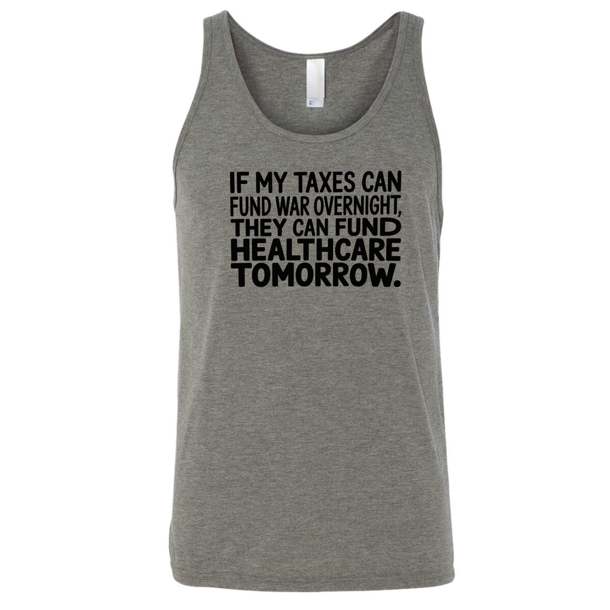 If My Taxes Can Fund War Overnight, They Can Fund Healthcare Tomorrow Unisex Tank Top-T-Shirt-The Original God Ain't Petty But I Am