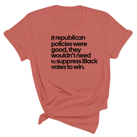 If Republican Policies Were Good, They Wouldn't Need to Suppress Black Votes to Win Unisex Tee-T-Shirt-The Original God Ain't Petty But I Am
