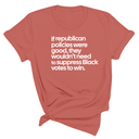 If Republican Policies Were Good, They Wouldn't Need to Suppress Black Votes to Win Unisex Tee-T-Shirt-The Original God Ain't Petty But I Am