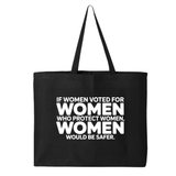 If Women Voted for Women Who Protect Women, Women Would Be Safer Tote bag (BOLD)-Tote Bag-The Original God Ain't Petty But I Am
