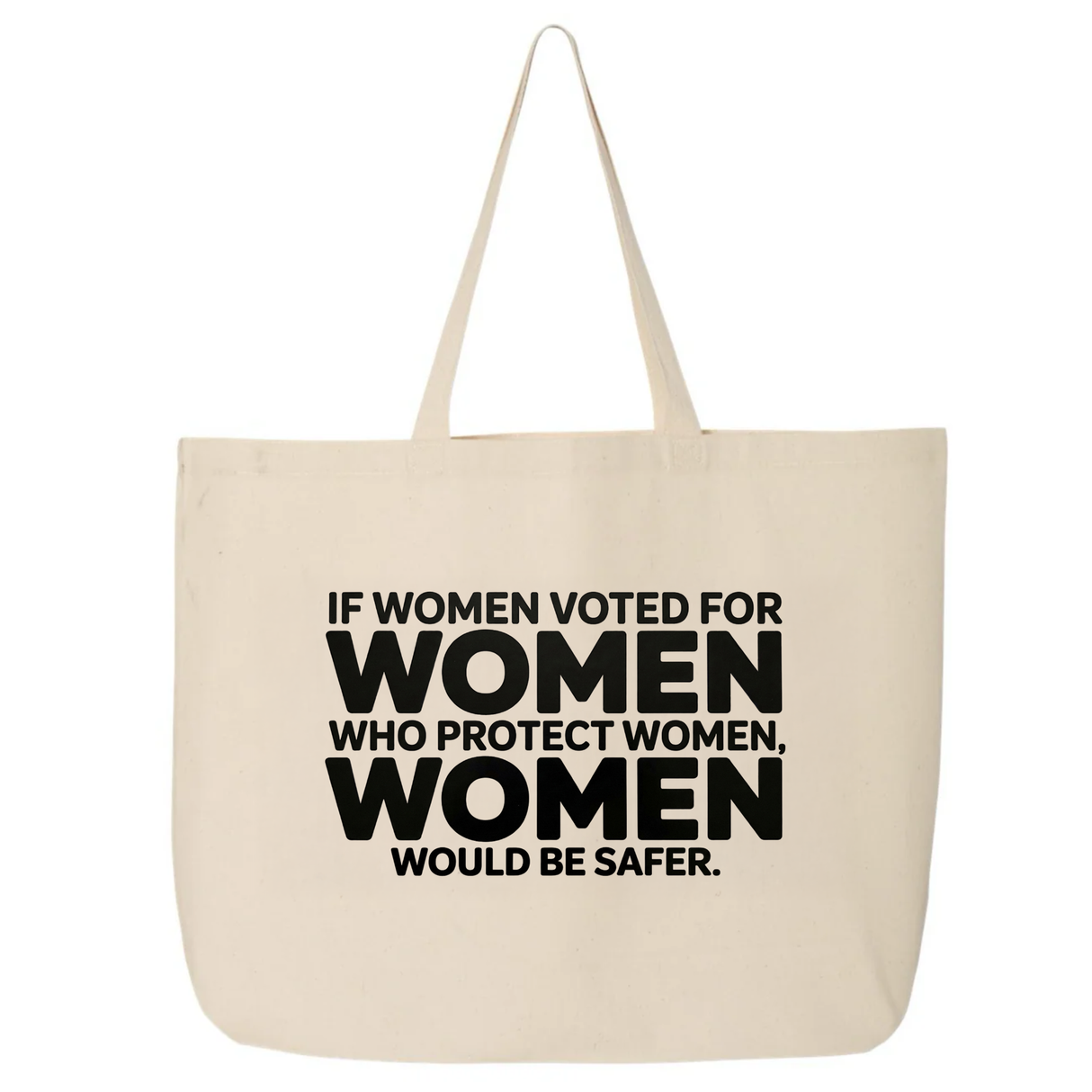 If Women Voted for Women Who Protect Women, Women Would Be Safer Tote bag (BOLD)-Tote Bag-The Original God Ain't Petty But I Am