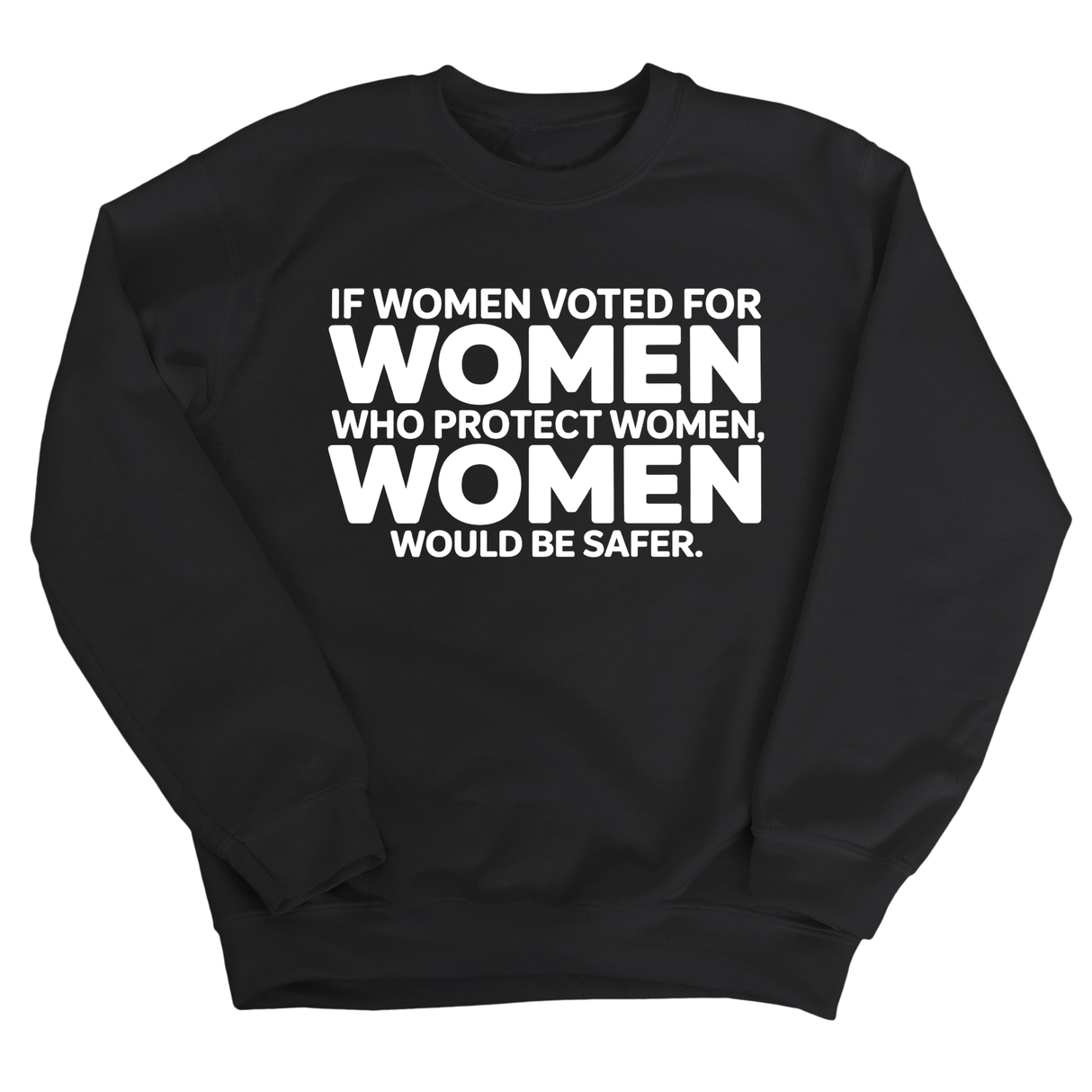 If Women Voted for Women Who Protect Women, Women Would Be Safer Unisex Sweatshirt (BOLD)-Sweatshirt-The Original God Ain't Petty But I Am