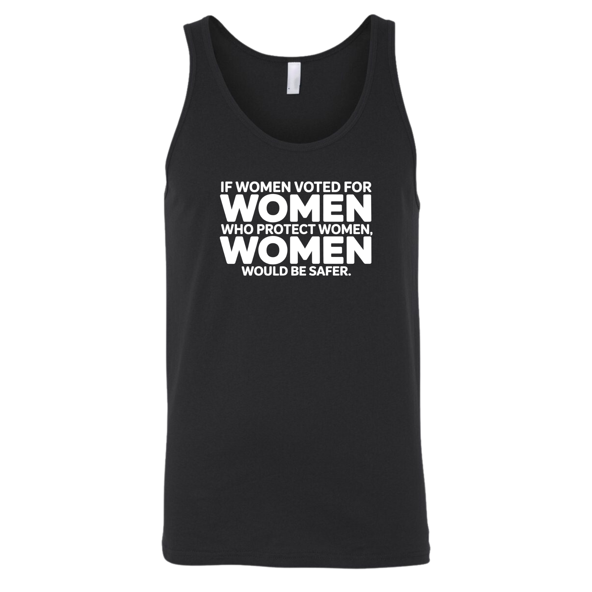 If Women Voted for Women Who Protect Women, Women Would Be Safer Unisex Tank Top (BOLD)-T-Shirt-The Original God Ain't Petty But I Am
