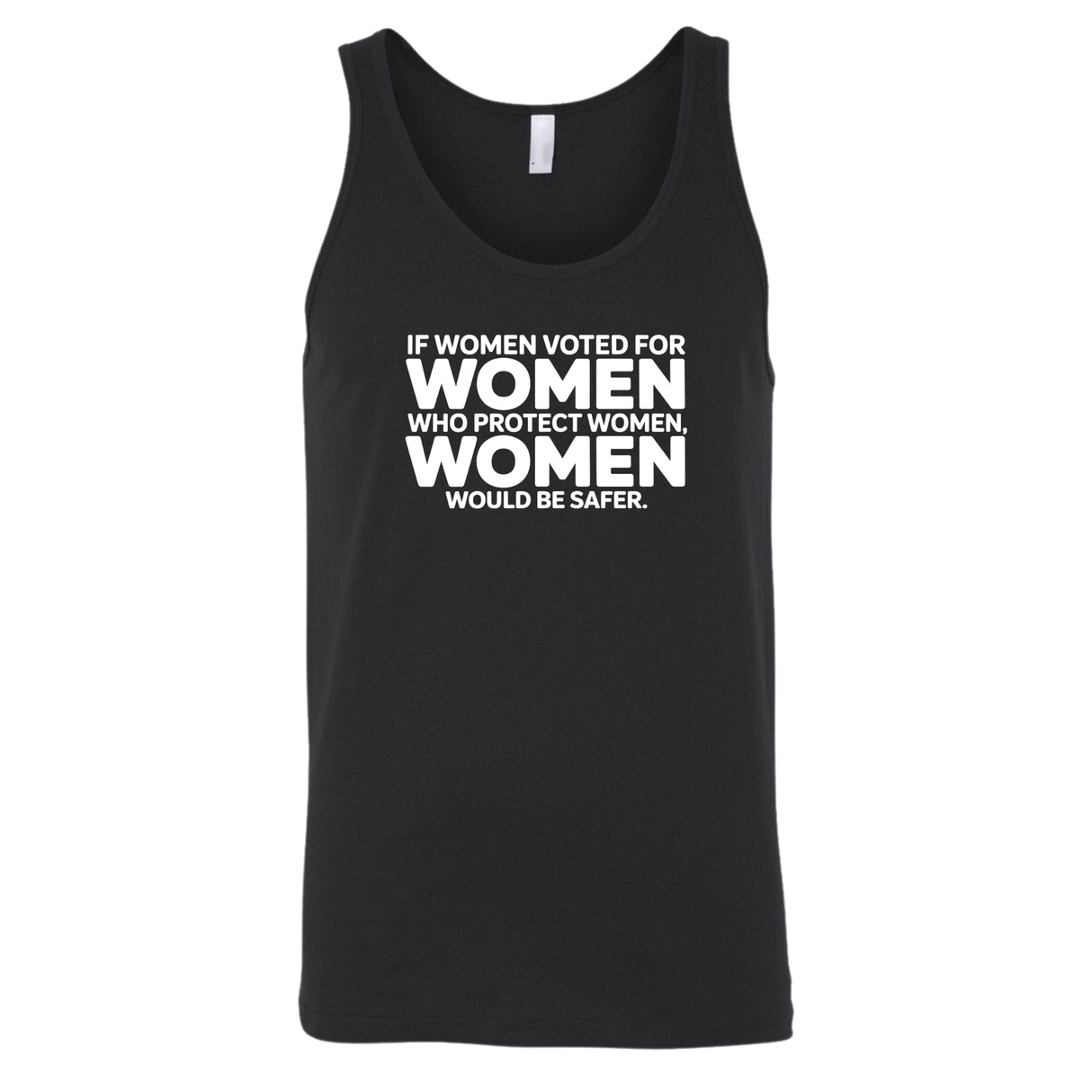 If Women Voted for Women Who Protect Women, Women Would Be Safer Unisex Tank Top (BOLD)-T-Shirt-The Original God Ain't Petty But I Am