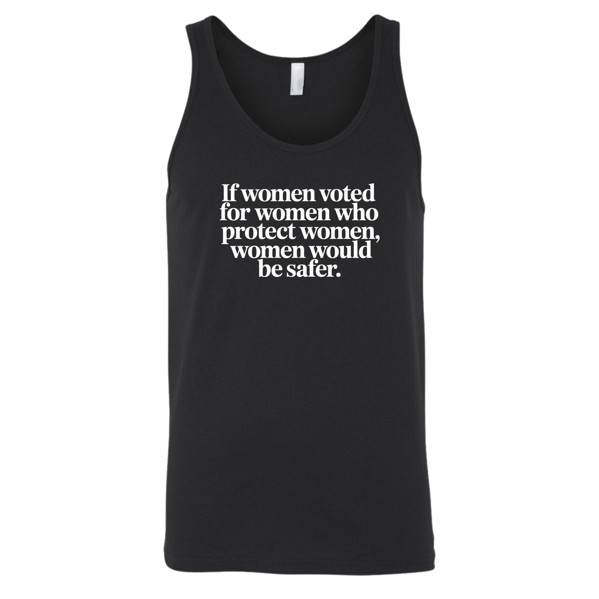 If Women Voted for Women Who Protect Women, Women Would Be Safer Unisex Tank Top (ELEGANT)-T-Shirt-The Original God Ain't Petty But I Am