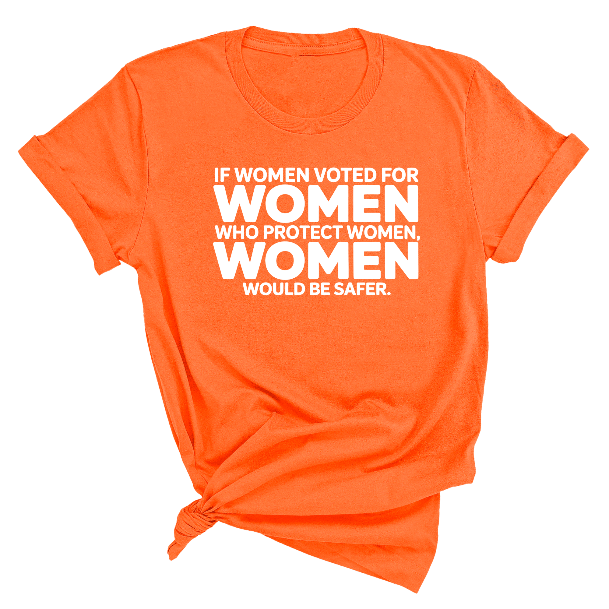 If Women Voted for Women Who Protect Women, Women Would Be Safer Unisex Tee (BOLD)-T-Shirt-The Original God Ain't Petty But I Am