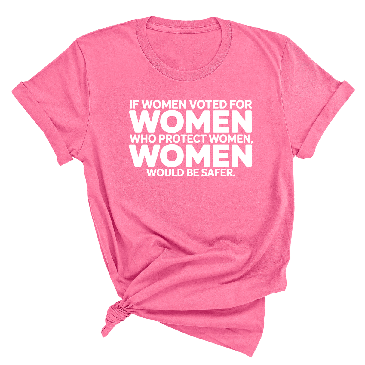 If Women Voted for Women Who Protect Women, Women Would Be Safer Unisex Tee (BOLD)-T-Shirt-The Original God Ain't Petty But I Am
