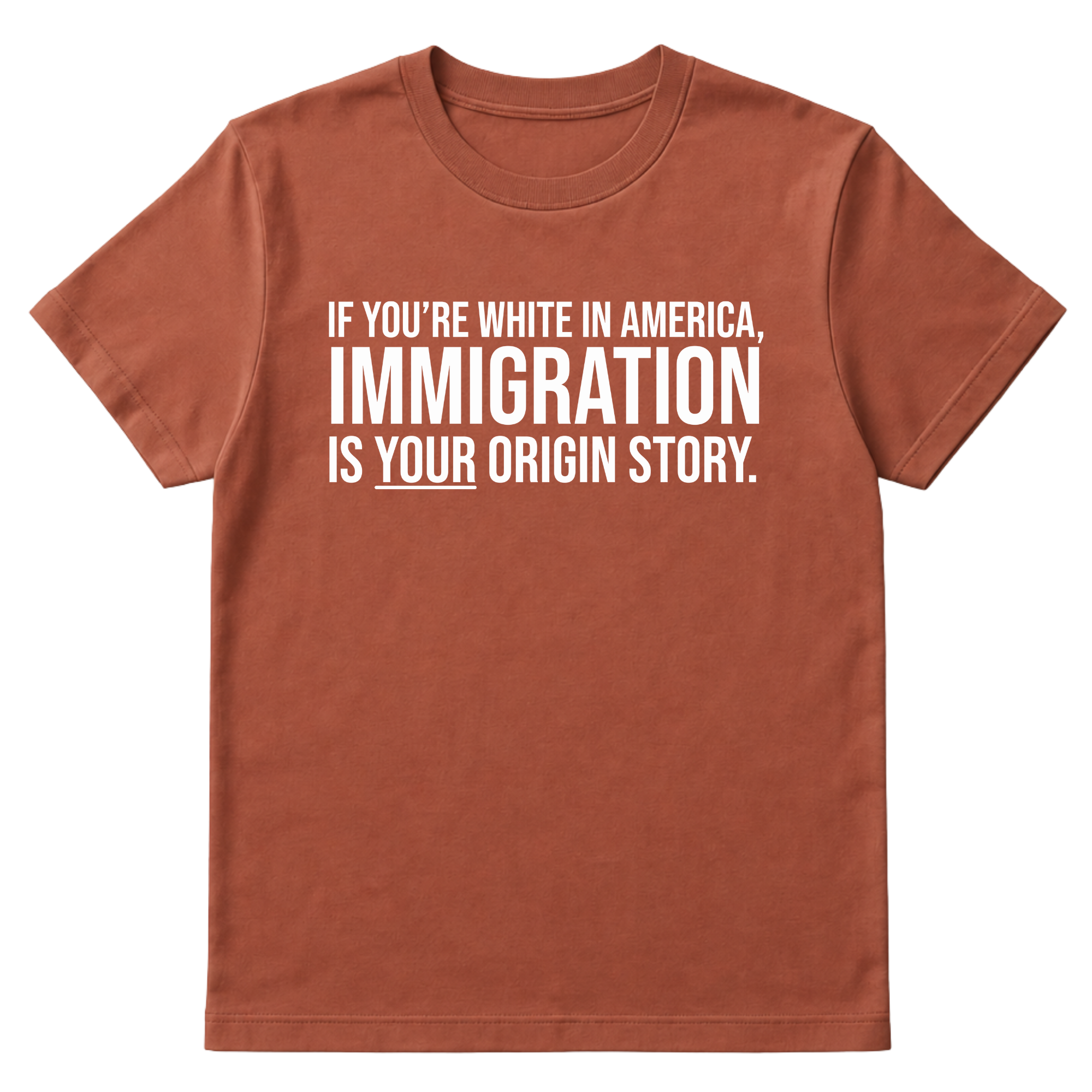 If you're white in America, IMMIGRATION is your origin story Unisex Tee-T-Shirt-The Original God Ain't Petty But I Am