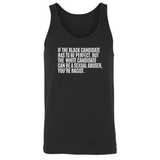 If the Black Candidate Has to Be Perfect, but the White Candidate Can Be a Sexual Abuser, You’re Racist Unisex Tank Top