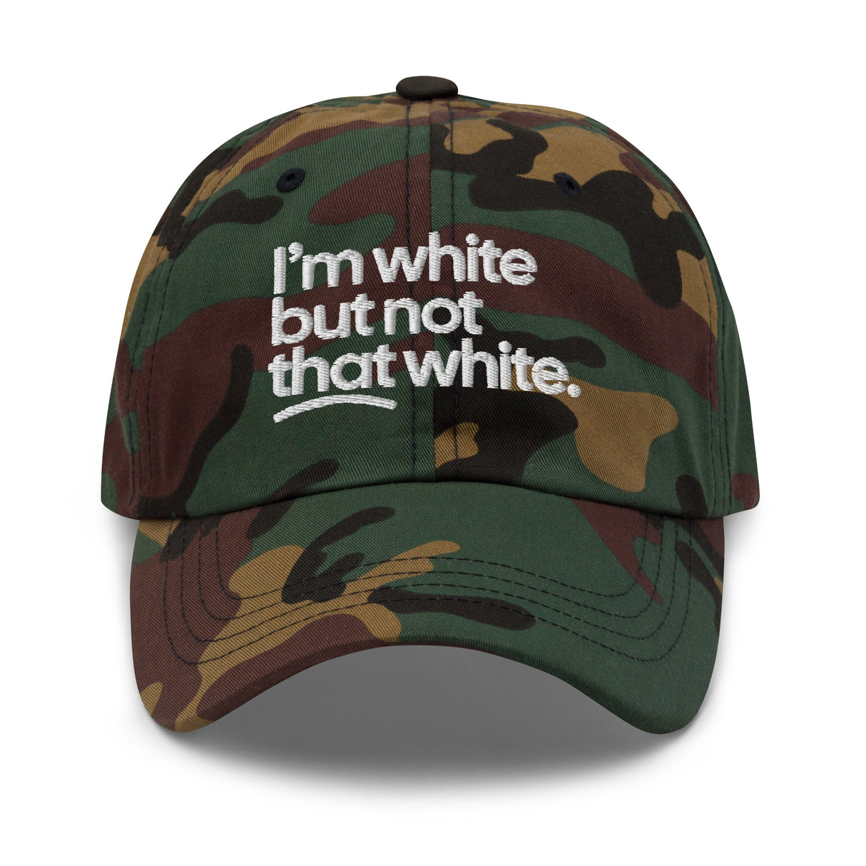 I'm White But Not THAT White Embroidered Dad Hat-The Original God Ain't Petty But I Am