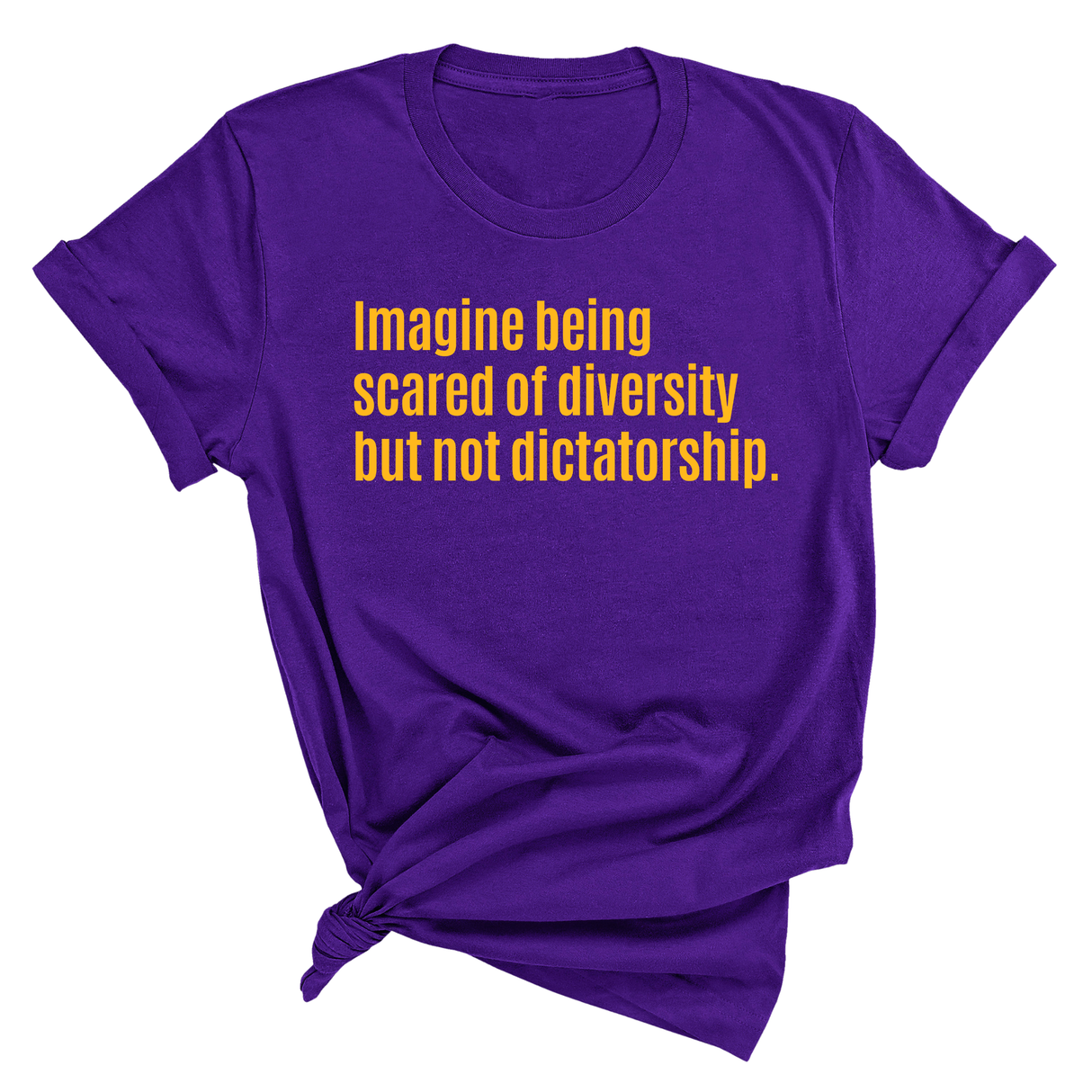Imagine Being Scared of Diversity but Not Dictatorship Unisex Tee (GOLD COLLECTION)-T-Shirt-The Original God Ain't Petty But I Am