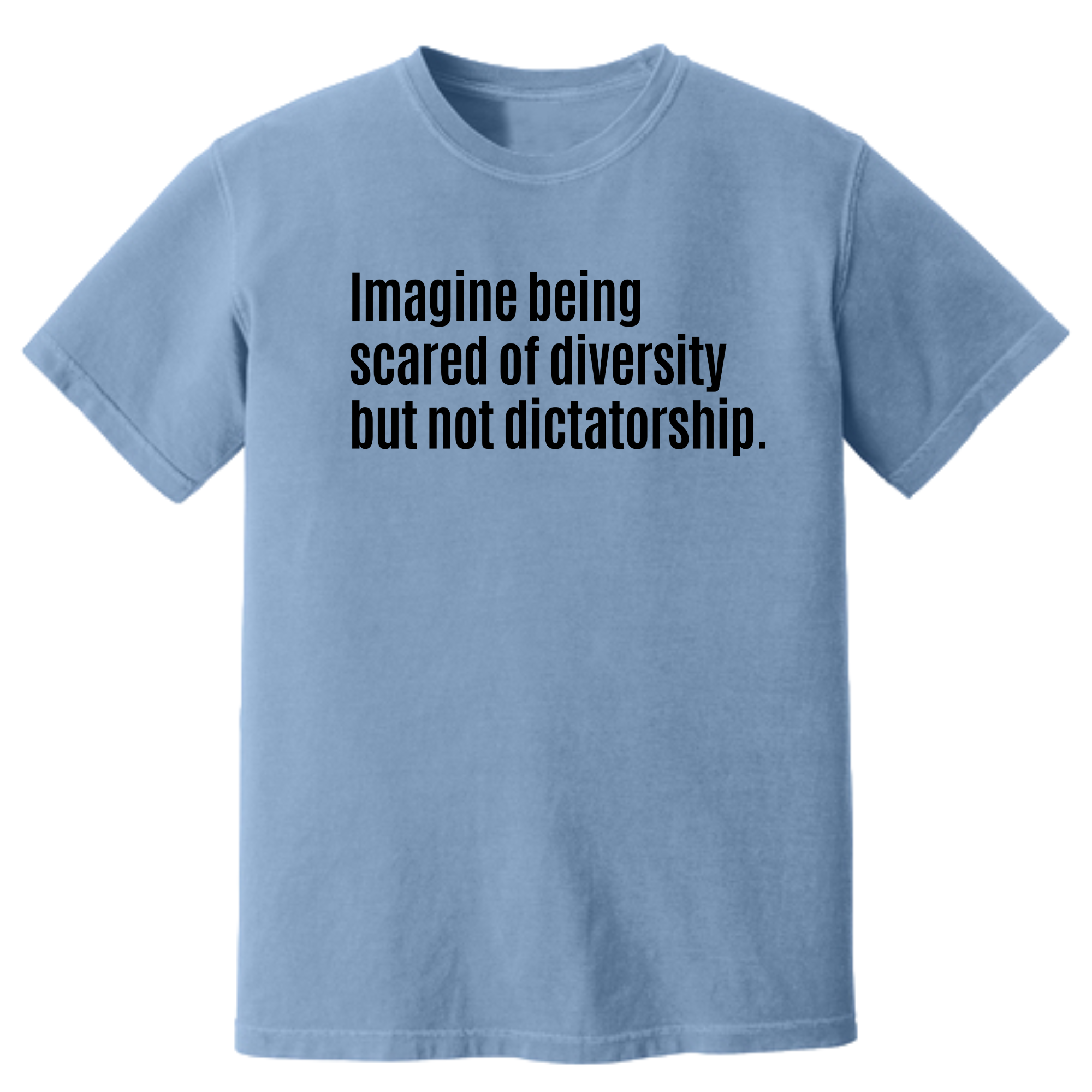 Imagine Being Scared of Diversity but Not Dictatorship Unisex Tee (HEAVYWEIGHT COMFORT COLORS WASHED DENIM)-T-Shirt-The Original God Ain't Petty But I Am