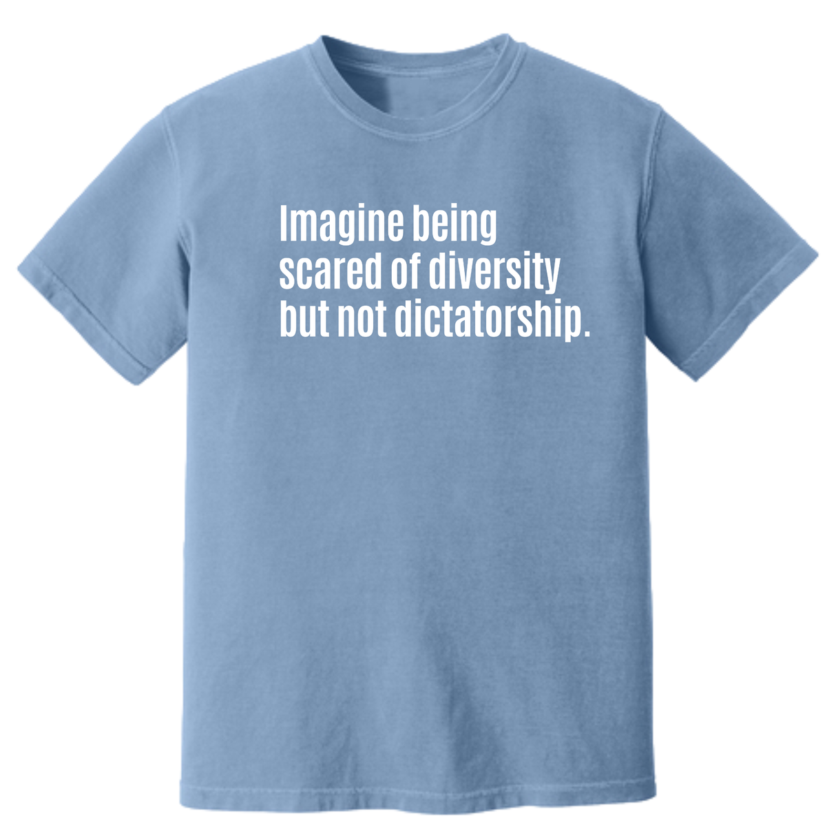 Imagine Being Scared of Diversity but Not Dictatorship Unisex Tee (HEAVYWEIGHT COMFORT COLORS WASHED DENIM)-T-Shirt-The Original God Ain't Petty But I Am