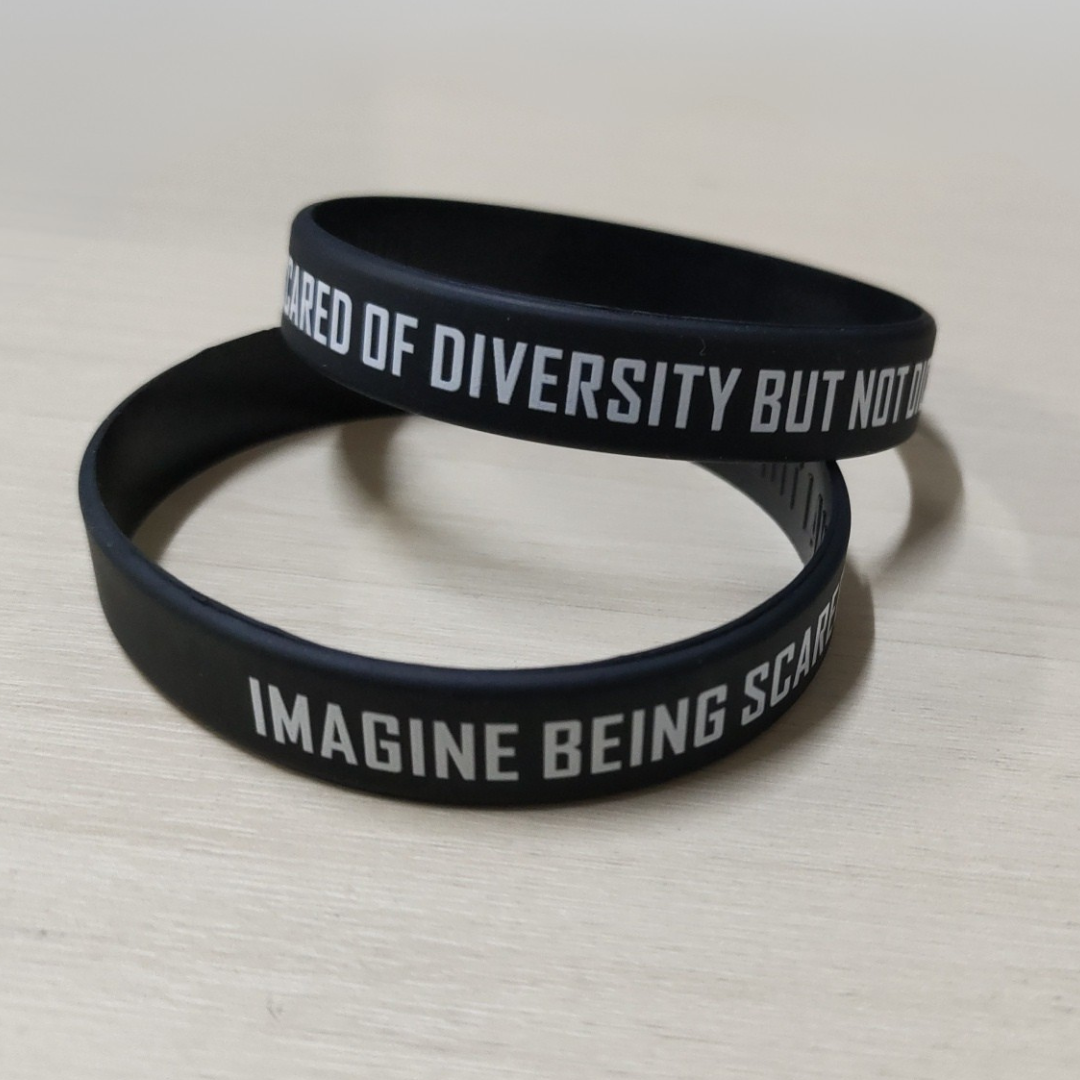 Imagine Being Scared of Diversity but not Dictatorship Silicone Wristband – QR Code Edition-Wristband-The Original God Ain't Petty But I Am