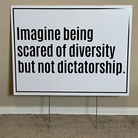 Imagine Being Scared of Diversity but not Dictatorship Yard Sign-Yard Sign-The Original God Ain't Petty But I Am