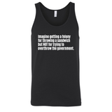 Imagine Getting a Felony for Throwing a Sandwich but Not for Trying to Overthrow the Government Unisex Tank Top-T-Shirt-The Original God Ain't Petty But I Am