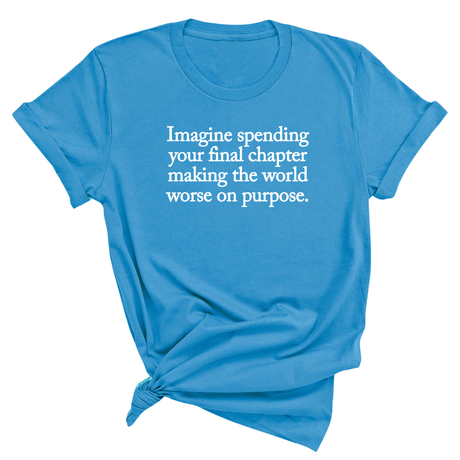 Imagine spending your final chapter making the world worse on purpose Unisex Tee-T-Shirt-The Original God Ain't Petty But I Am