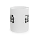 It's Wild Seeing People MAD at Spanish, but Silent on Child Abuse Mug 11oz (White & Black)-Mug-The Original God Ain't Petty But I Am