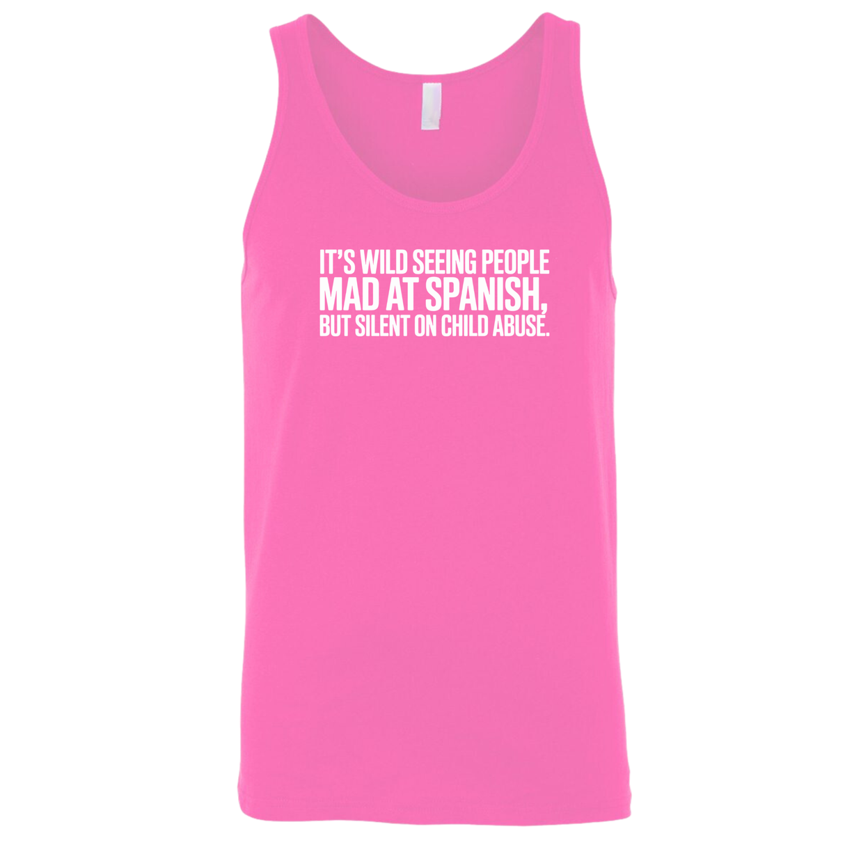 It's Wild Seeing People MAD at Spanish, but Silent on Child Abuse Unisex Tank Top-T-Shirt-The Original God Ain't Petty But I Am