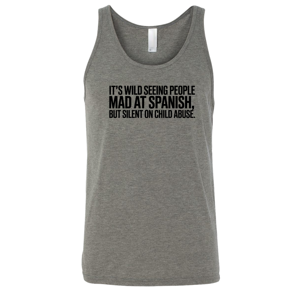 It's Wild Seeing People MAD at Spanish, but Silent on Child Abuse Unisex Tank Top-T-Shirt-The Original God Ain't Petty But I Am