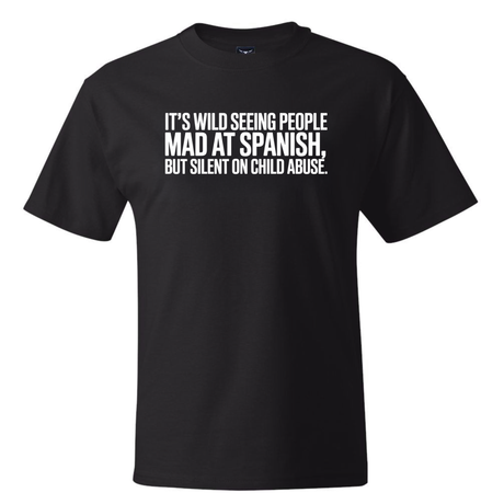 It's wild seeing People MAD at Spanish, but silent on child abuse *BLACK TALL TEE* Unisex Tee-T-Shirt-The Original God Ain't Petty But I Am