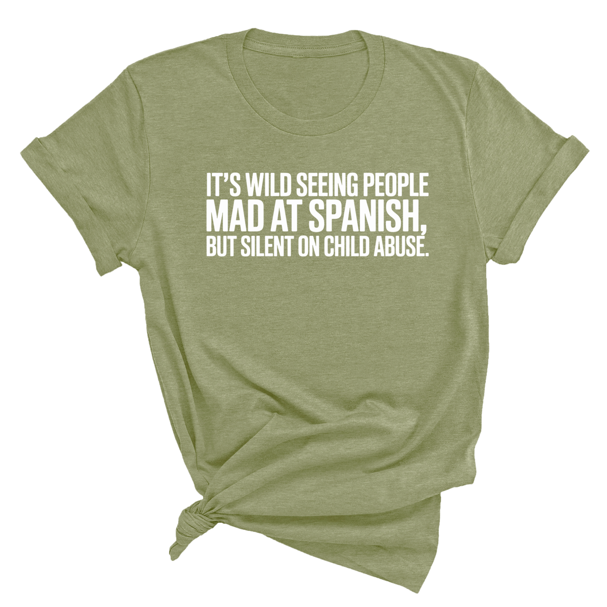 It's wild seeing People MAD at Spanish, but silent on child abuse Unisex Tee-T-Shirt-The Original God Ain't Petty But I Am