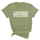 It's wild seeing People MAD at Spanish, but silent on child abuse Unisex Tee-T-Shirt-The Original God Ain't Petty But I Am