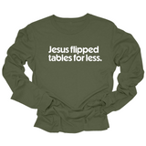 Jesus flipped table for less Unisex Long Sleeved Tee-Long Sleeved T-Shirt-The Original God Ain't Petty But I Am